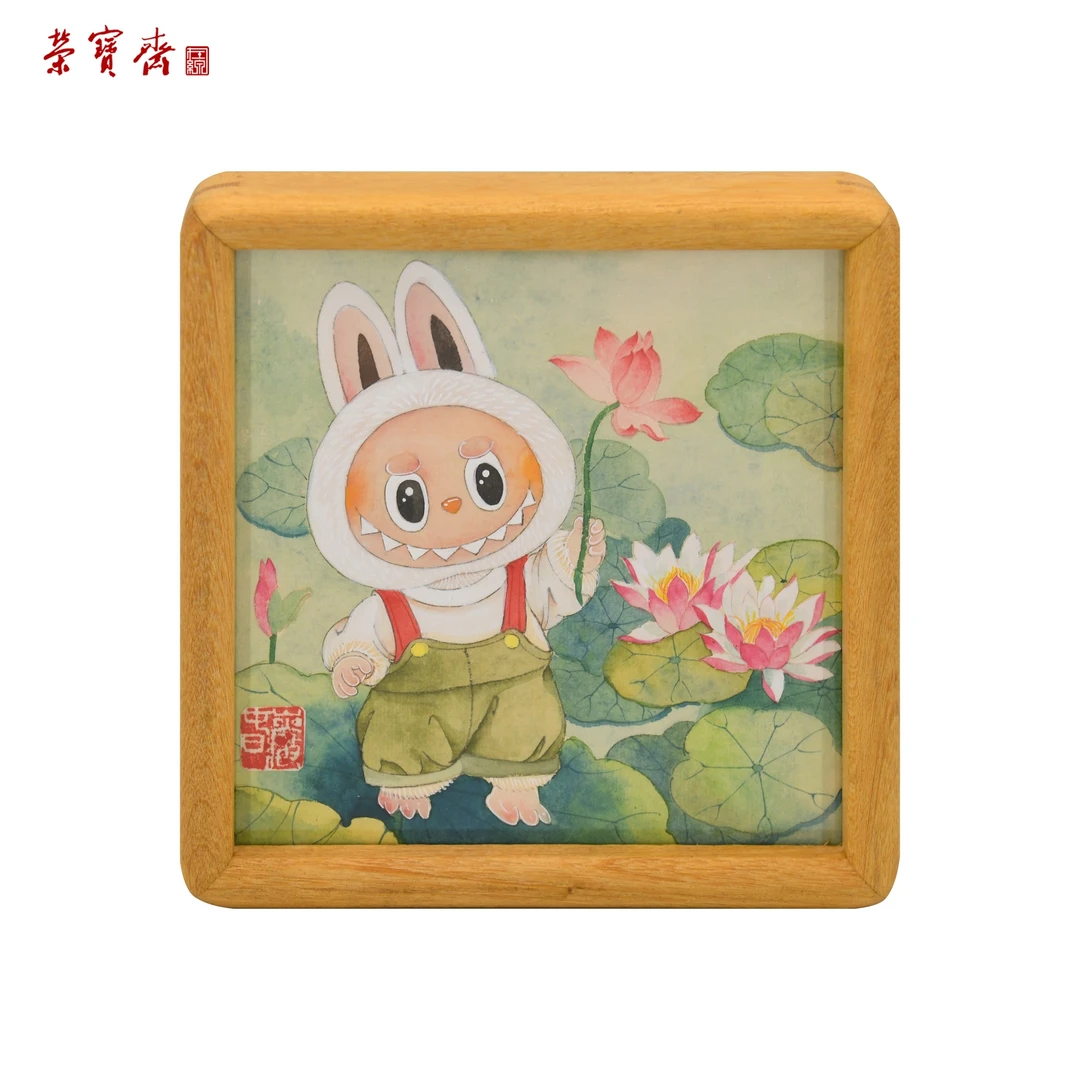 早5（F26932）《玩偶》书画 纸本带框 15×15cm