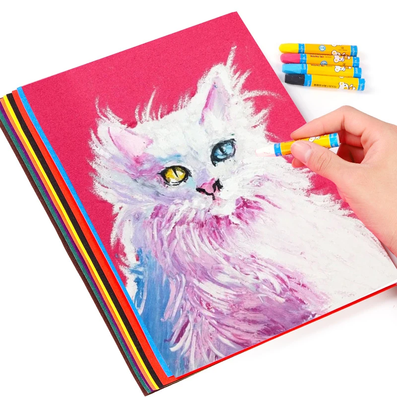 画画开diy8ka4彩砂纸绘画创意手工儿童16k沙画黑色彩色砂纸美术
