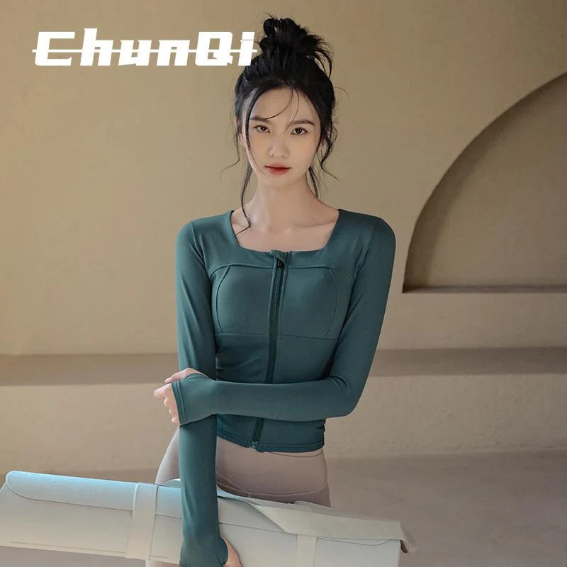 维多利亚瑜伽服拉链长袖运动外套速干修身显瘦健身跑步运动上衣女