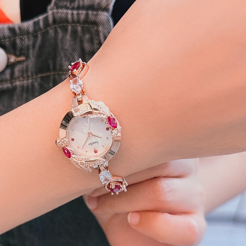 邦顿/bestdon小香风系列-心动真红宝钻石防水女士石英表