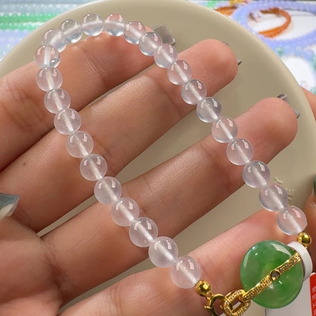 翡翠手链未镶嵌玻璃白钢手串卡6