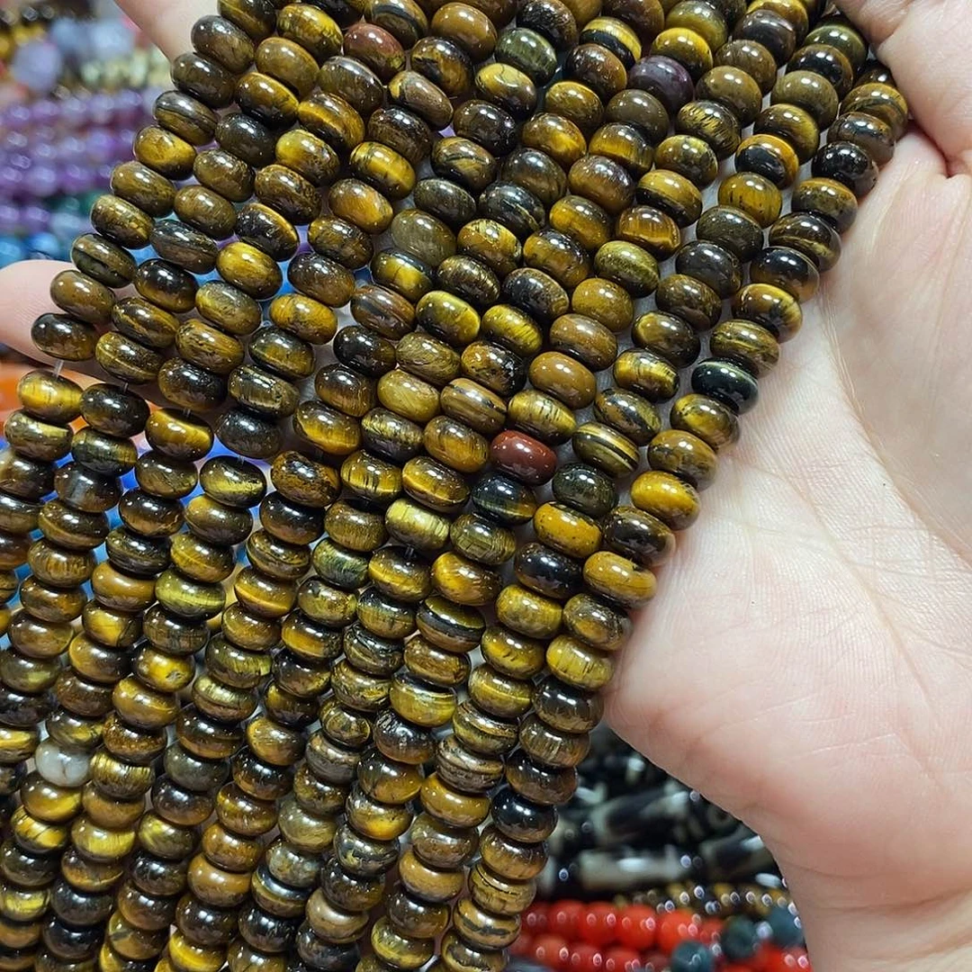 玛瑙/玉髓未镶嵌珠宝半成品虎眼算盘一条卡8mm