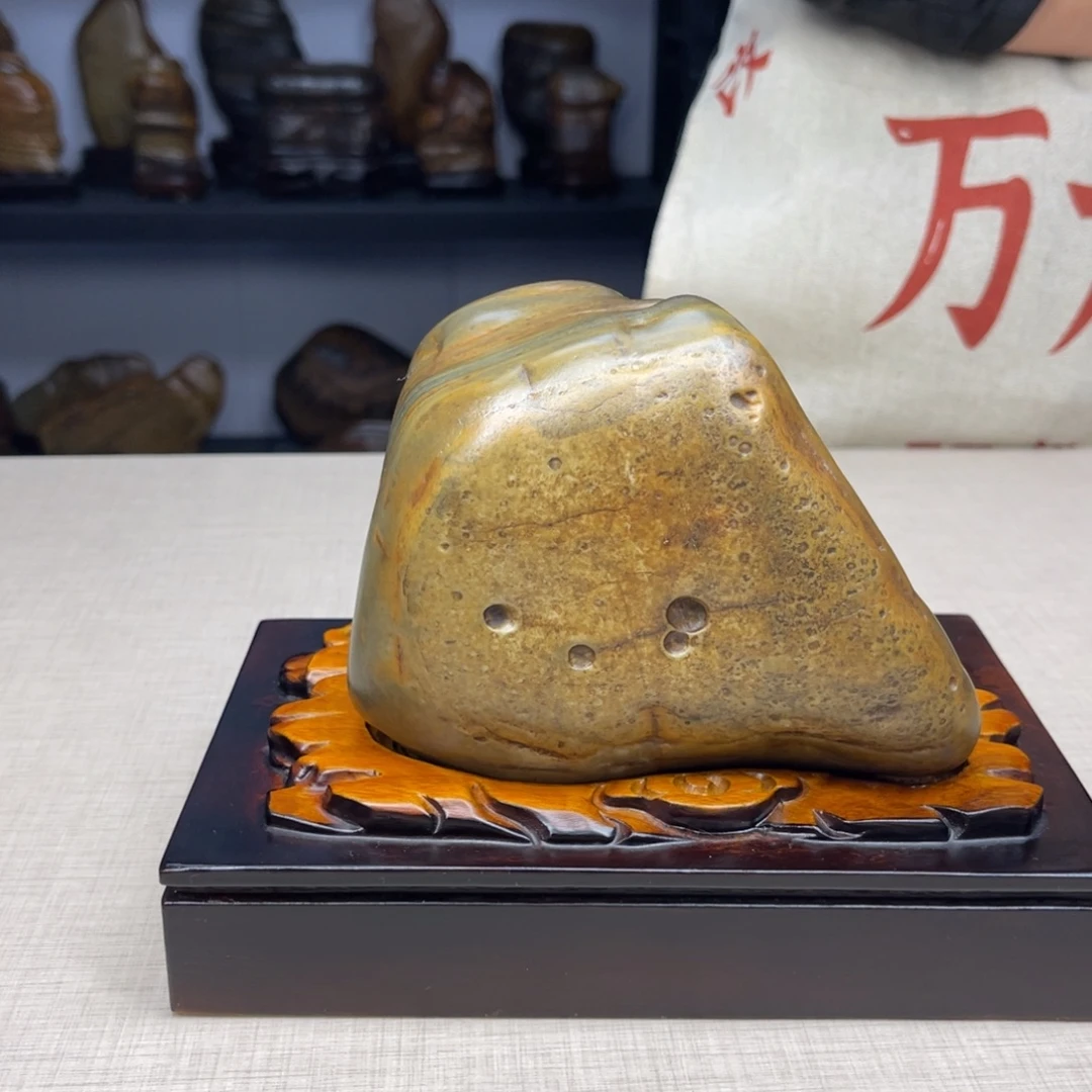 石材广西大化彩玉石配底座