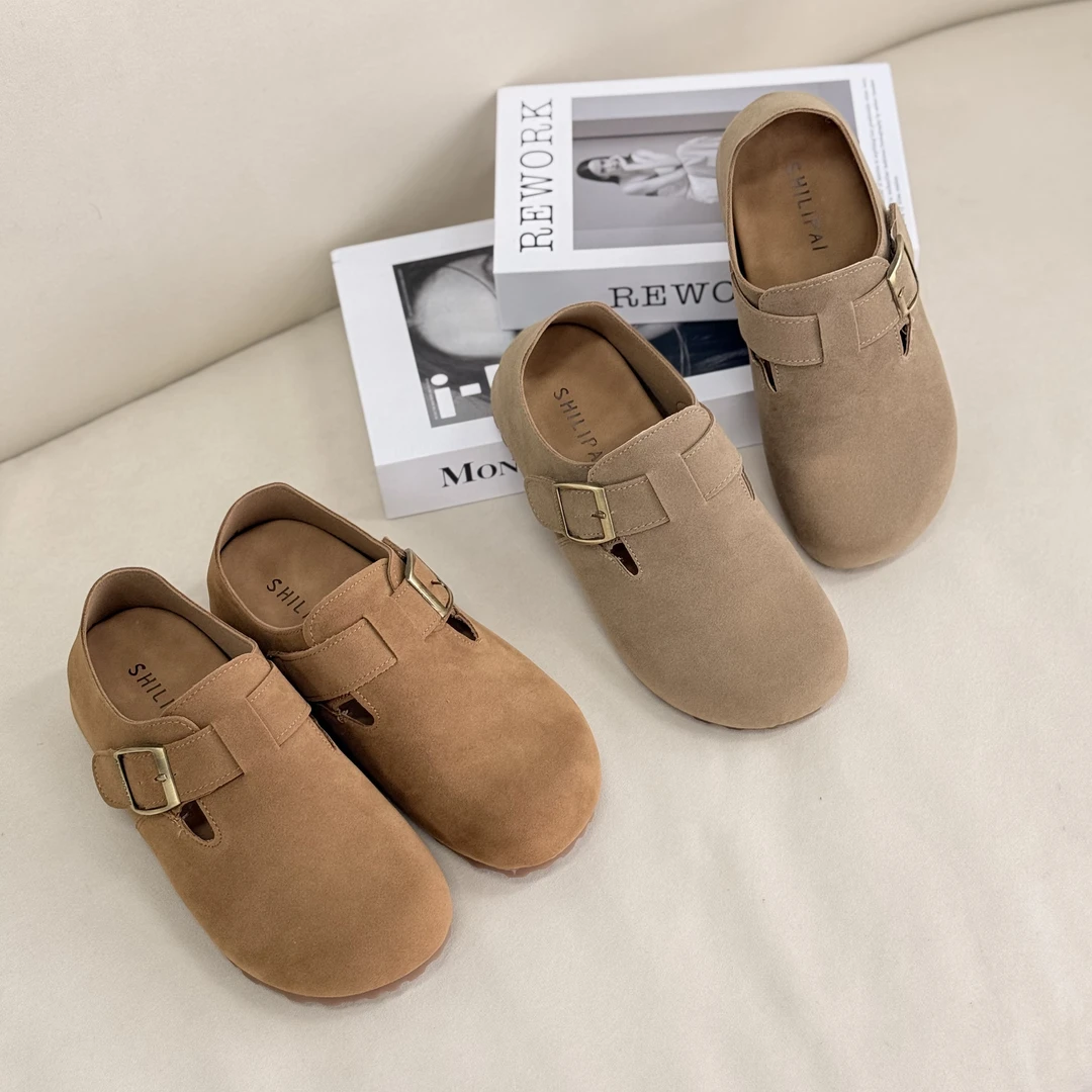 春季新款真皮包头通勤百搭复古休闲鞋博肯鞋25103