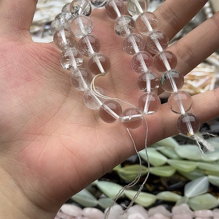 玛瑙/玉髓未镶嵌珠宝半成品一条12mm左右白水晶带棉