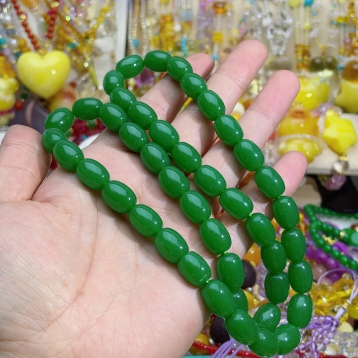 芳***芳28号绿色桶珠项链手链