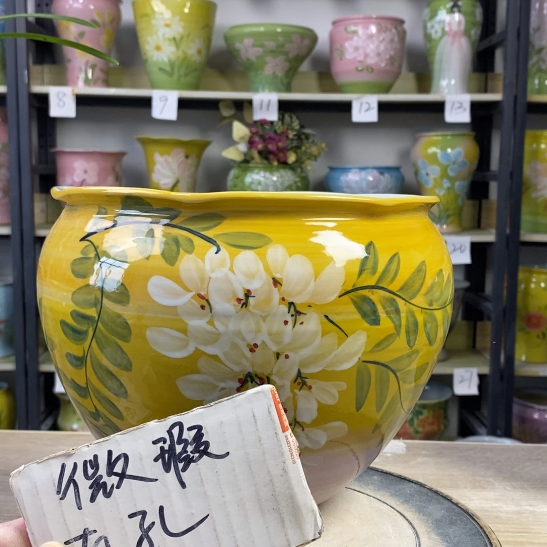 景德镇手工手绘陶瓷花盆