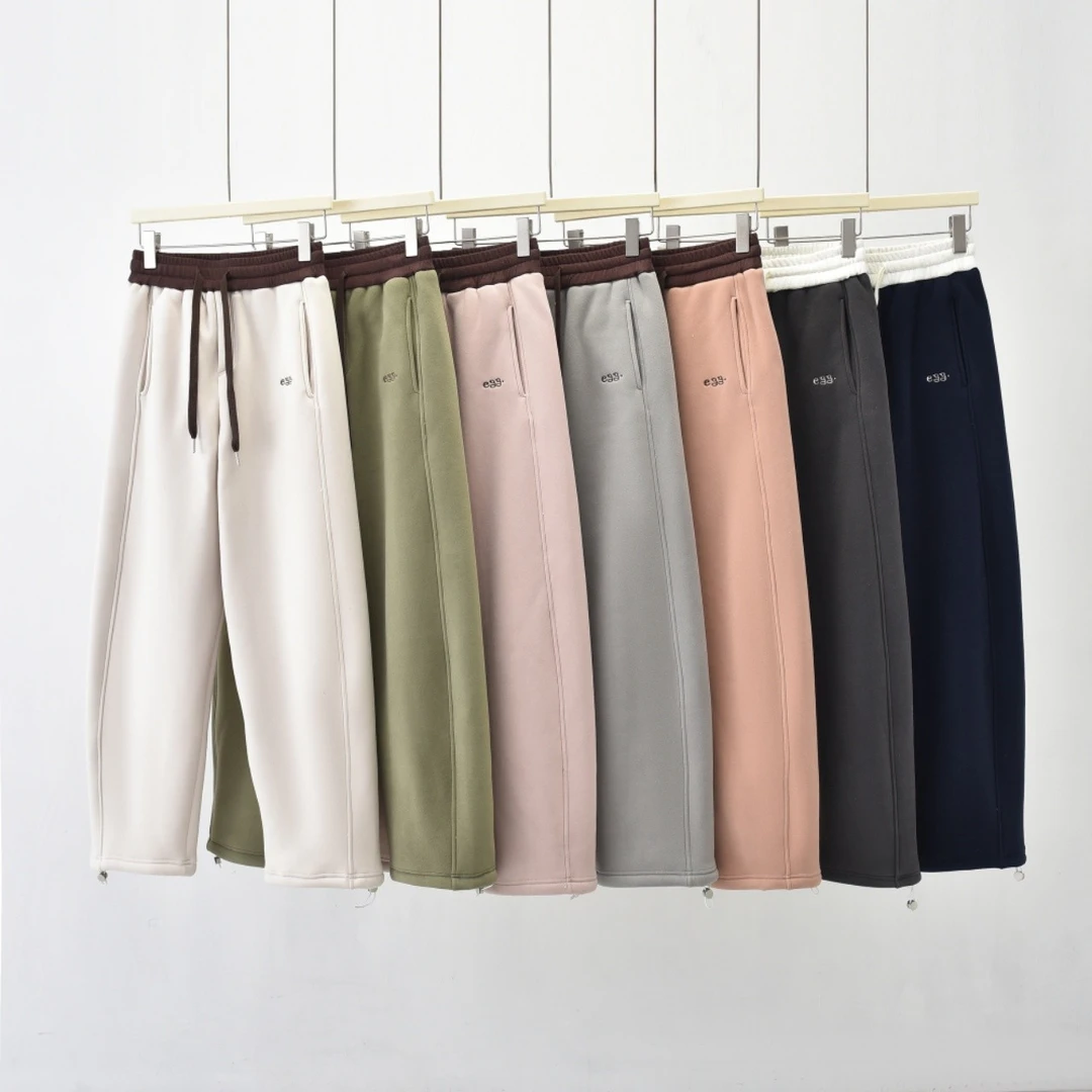 2024加绒加厚冬季新款撞色宽松百搭设计休闲裤-FC879