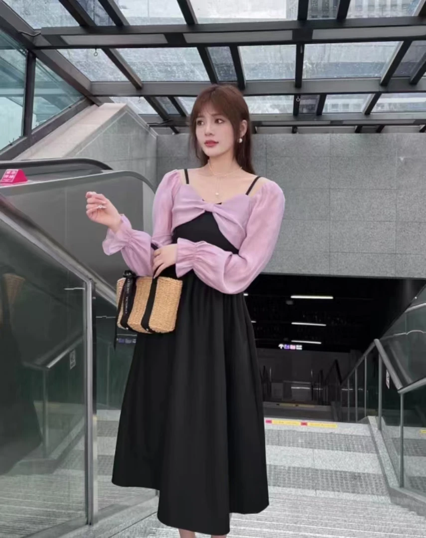 小码蝴蝶结连衣裙568