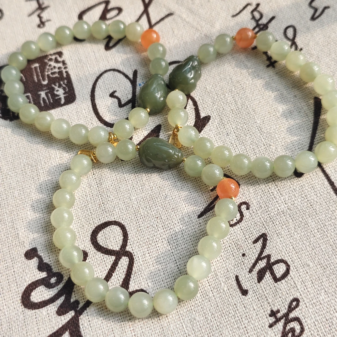 【书记甄选】天然原创和田玉单圈手链 多样性发一件 约7mm CC4278