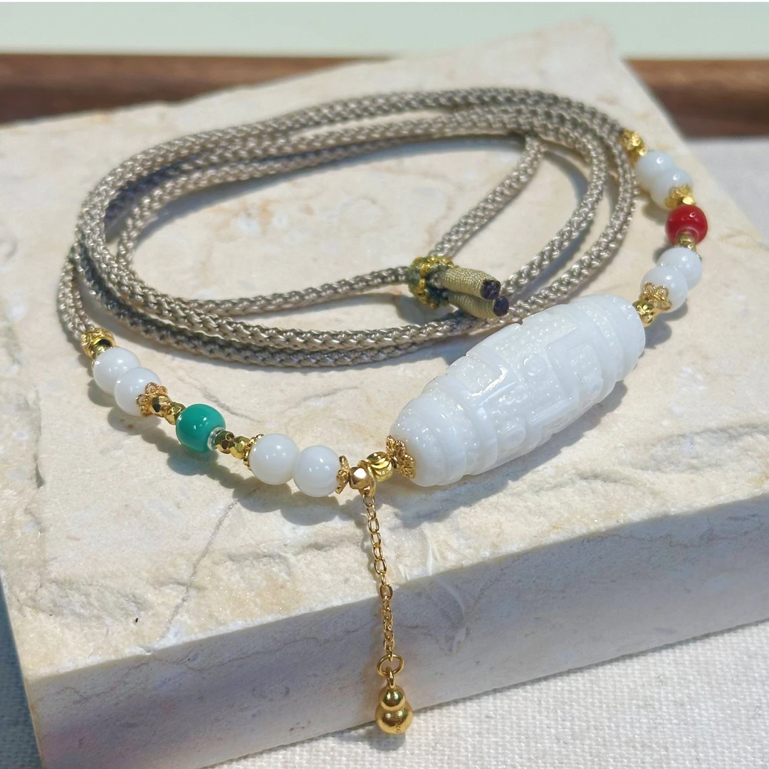 天然MOMO珊瑚天珠s925项链-D117005