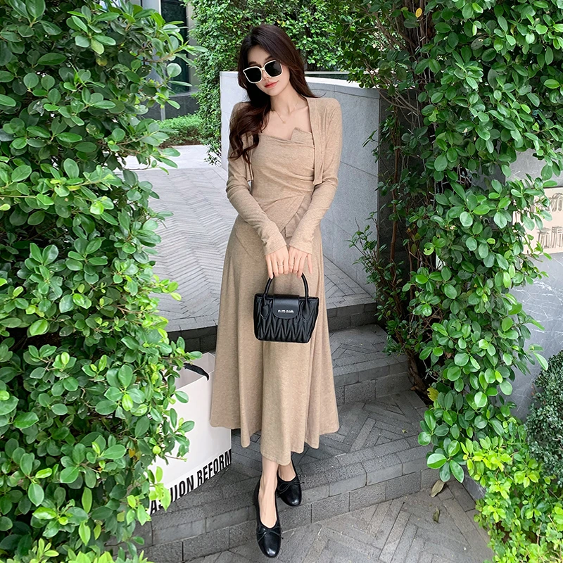 胖MM巨显瘦套装时尚气质吊带开衫长裤休闲三件套女洋气穿搭一整套