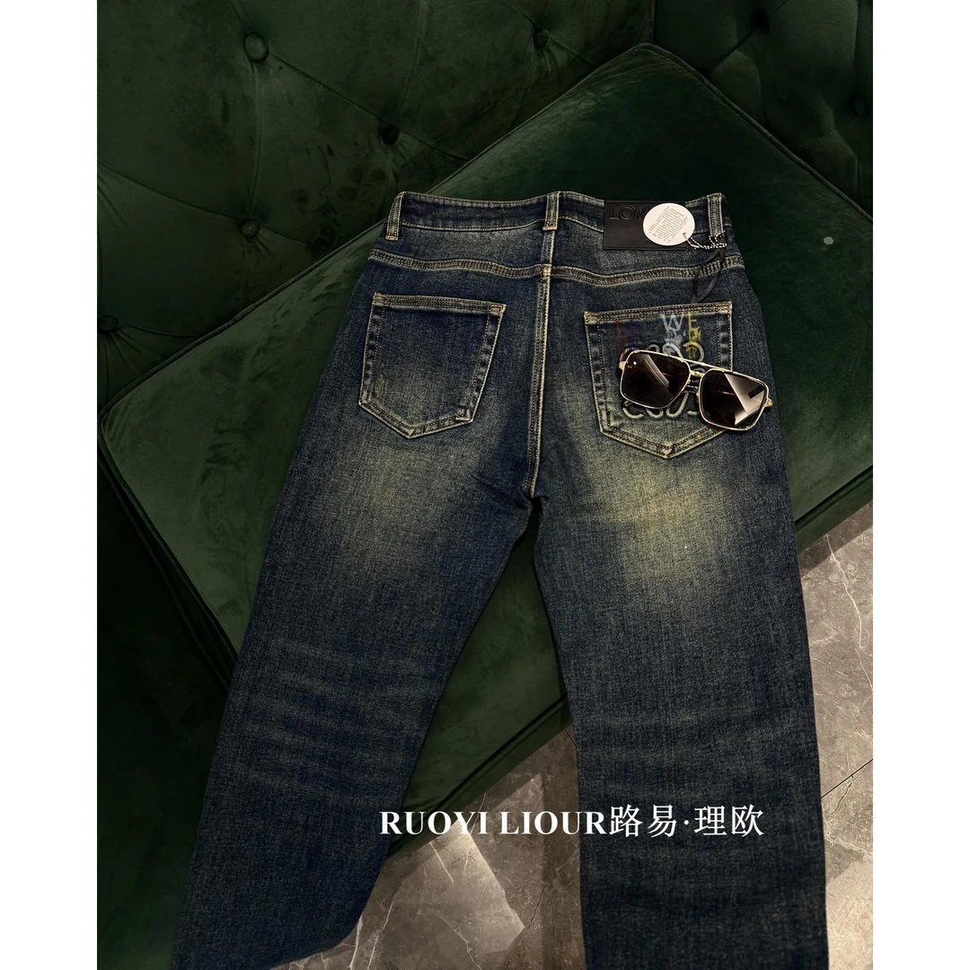 【路易理欧】欧货时尚潮流街头纯色休闲百搭修身弹力男士牛仔裤6638