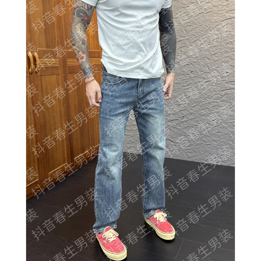 2025早秋新款时尚休闲百搭净版弹力小直筒高弹男士牛仔裤9892