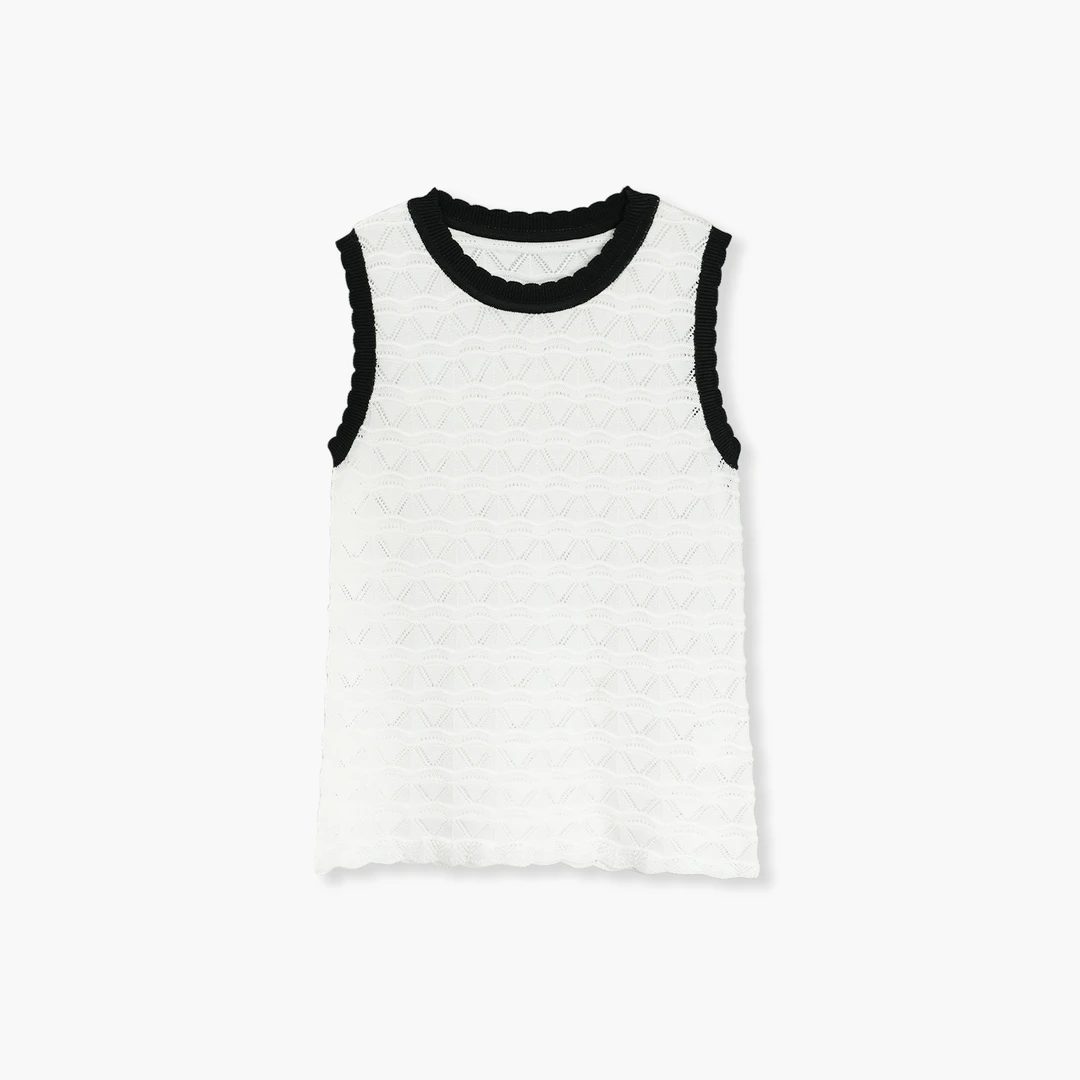 筱筱专属【云间】兰精混织材质时尚设计无袖针织衫背心女25C4039