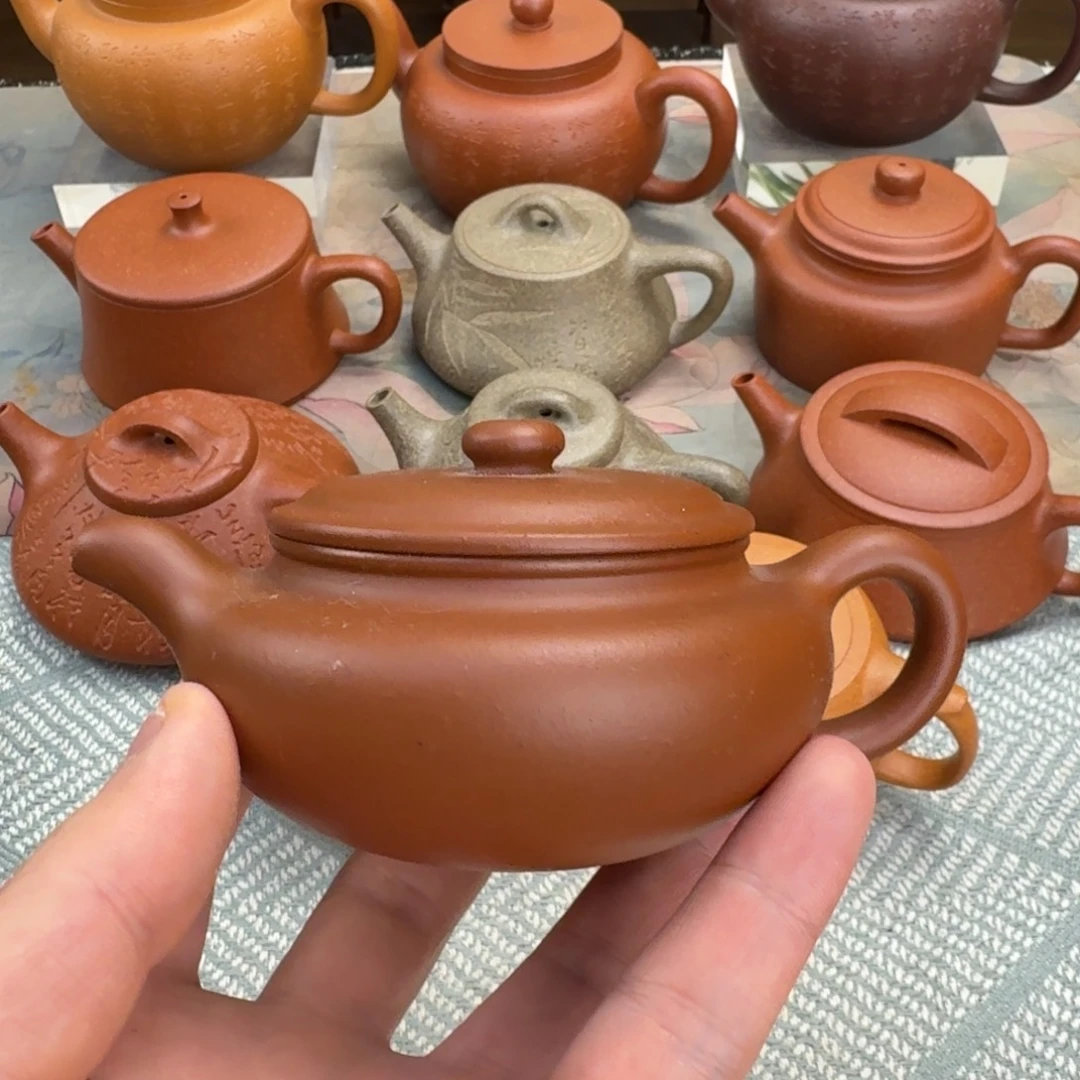紫砂茶壶瑕疵 扁仿古 155cc