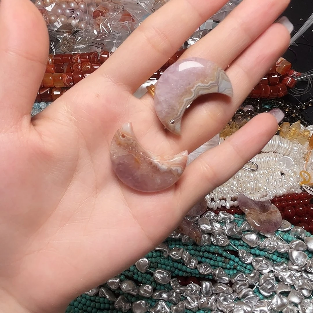 D***7玛瑙/玉髓足银镶嵌珠宝半成品E659。专拍两个