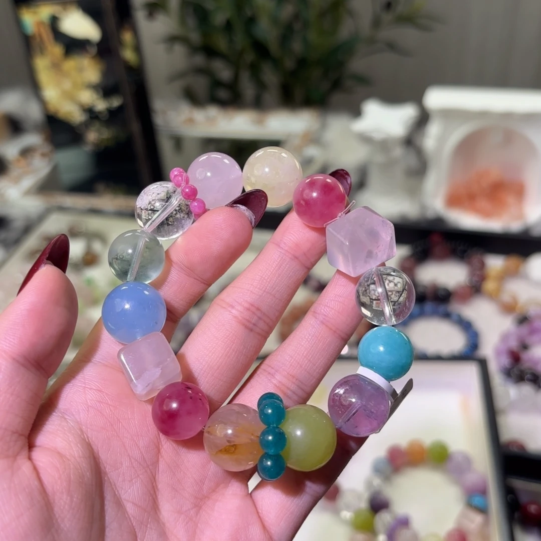 手链银S925镶嵌烟晶