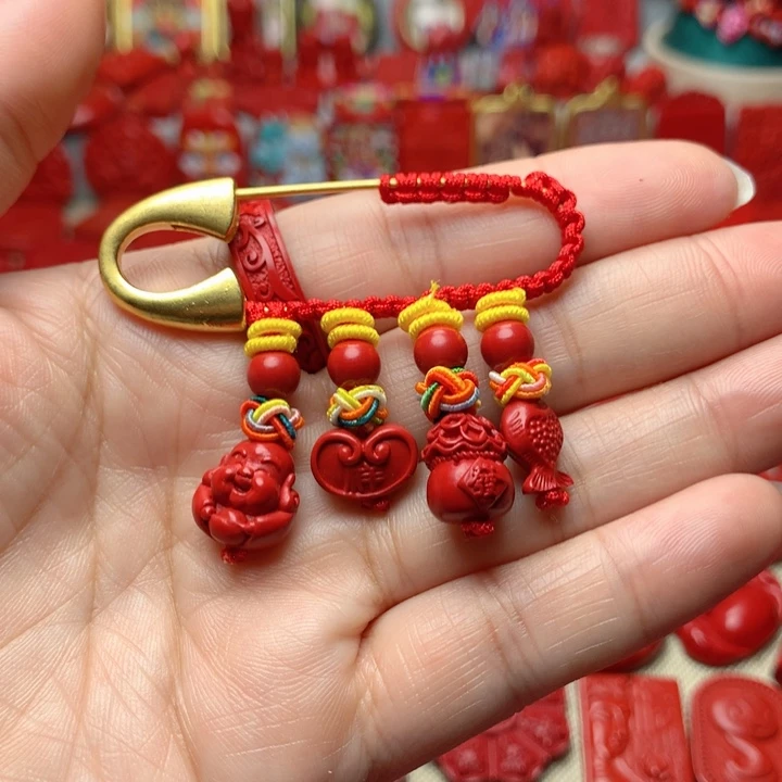 天然辰砂工艺品朱砂别针