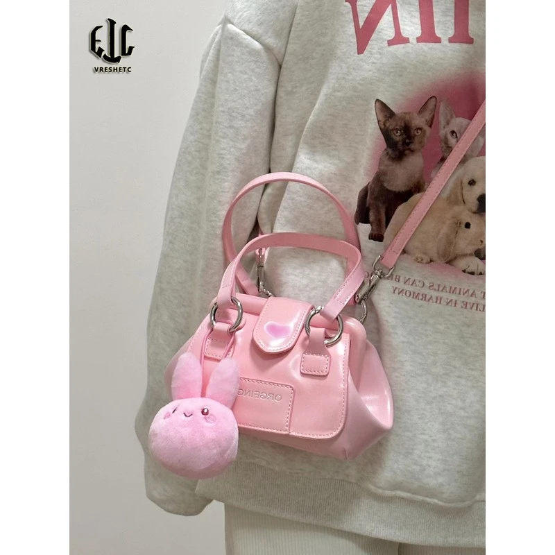 拉链单肩单根青年车缝线手提包小众圆包手拎包网红轻奢时尚百搭