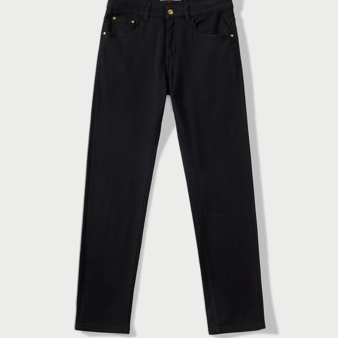 若晴商贸 2025春夏新款中腰黑色男牛仔裤高端洗水修身小脚裤