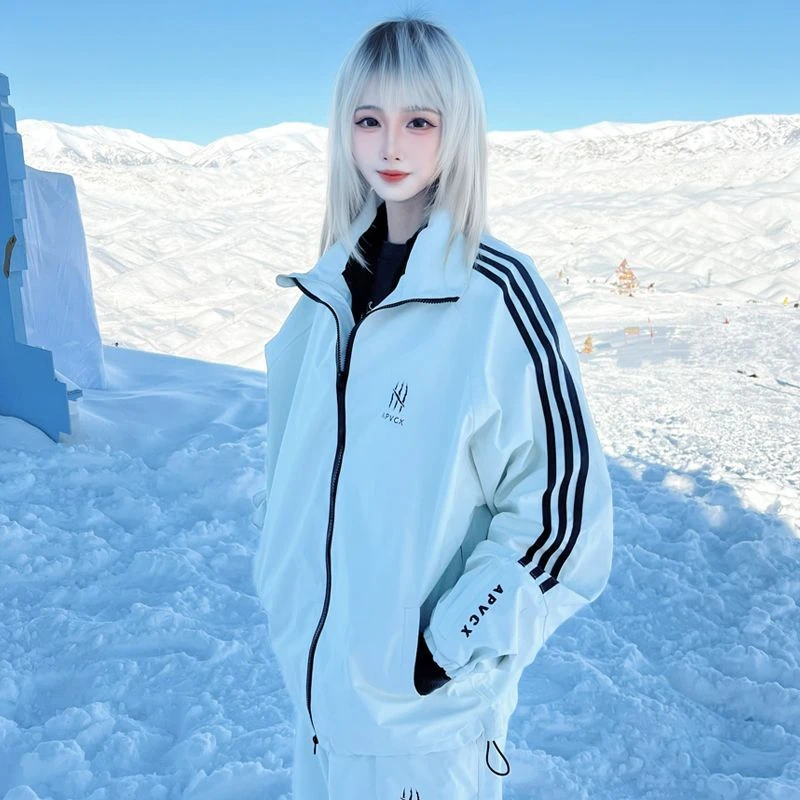 【三条杠】黑色条纹防水防风男女通用冬季滑雪服套装