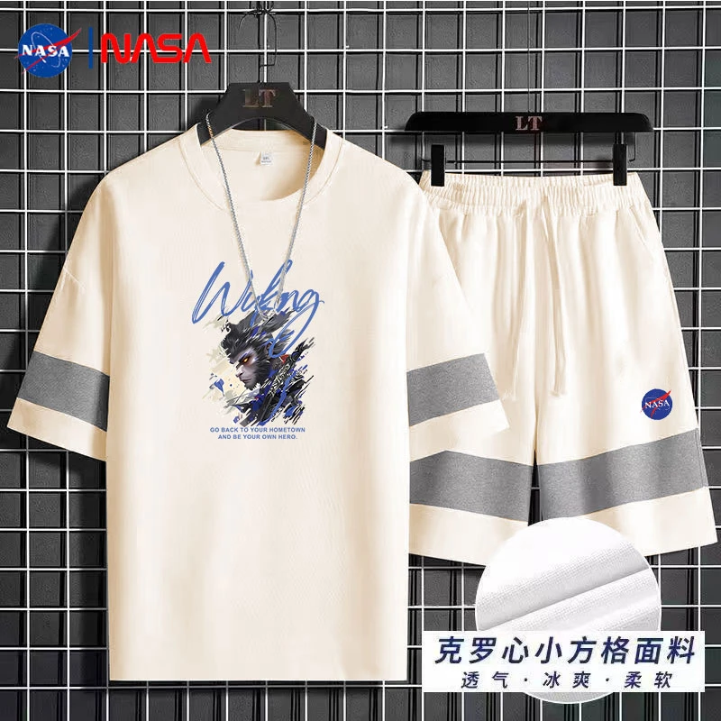 NASA联名悟空衣服短袖短裤男套装夏季2025新款潮流青少年圆领上衣