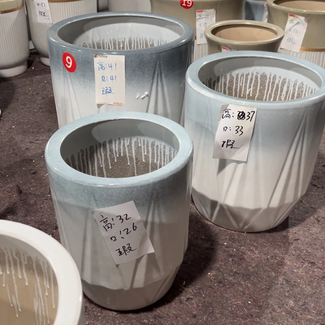 渐变蓝钻石一套三个微瑕疵花盆