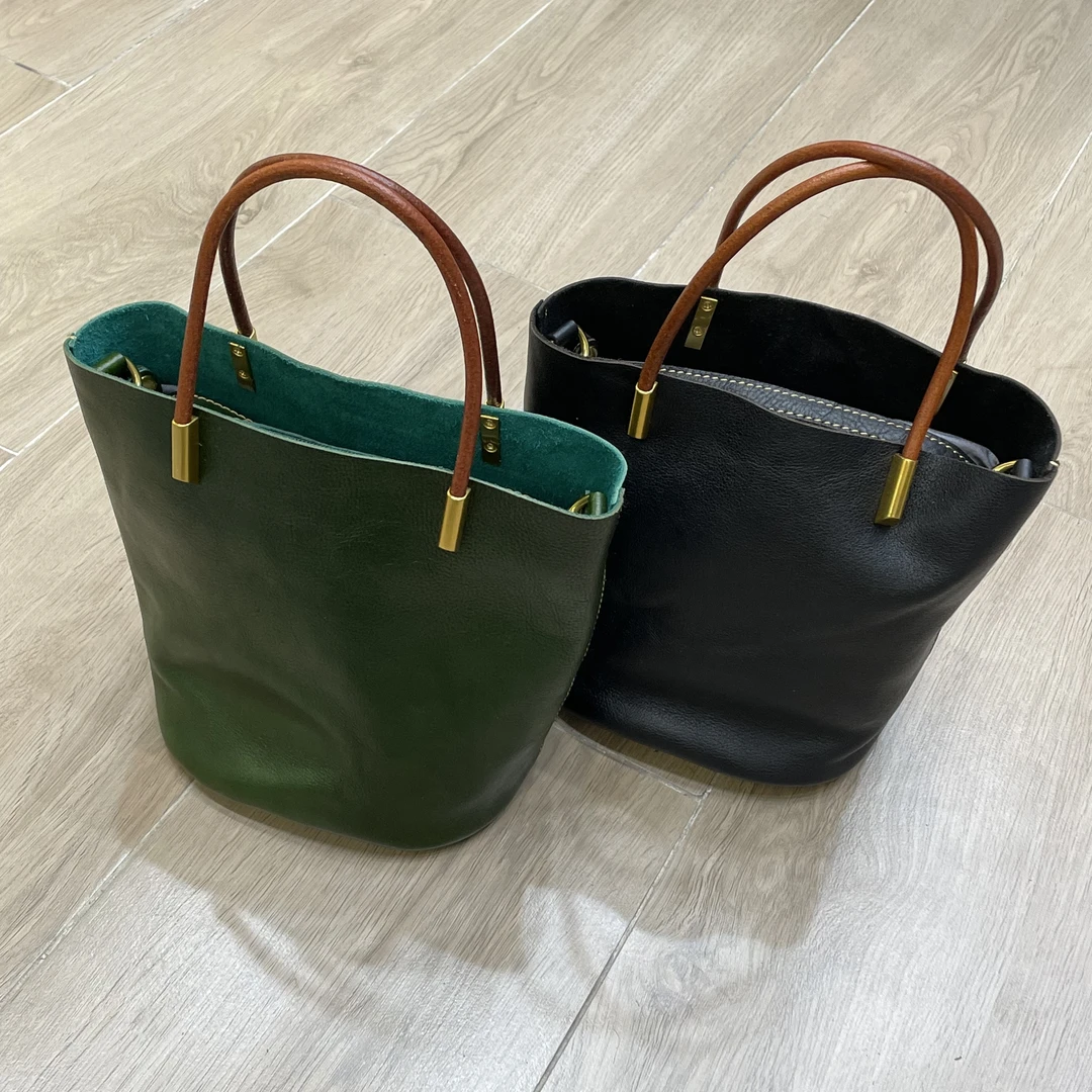 大拿手工皮具/原创开发头层树膏植鞣牛皮手提斜挎水桶包132