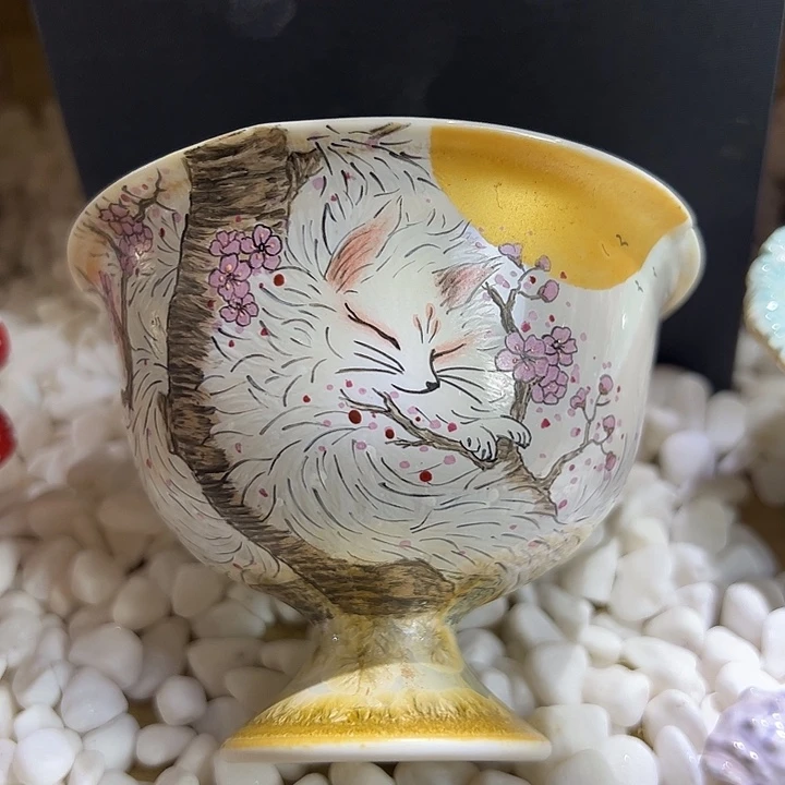 手绘九尾狐茶杯杯
