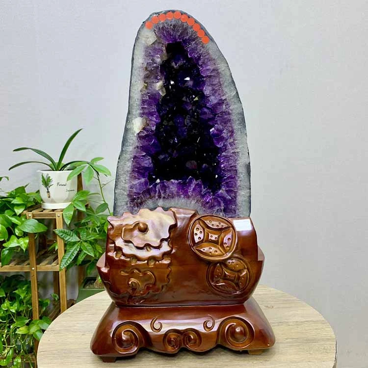 天然乌拉圭巴西紫晶洞聚宝盆钱袋子恐龙蛋紫晶簇开口笑精美时尚