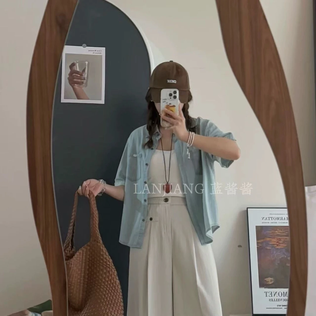 运费补贴/LANJIANG 在线夏天·宽松休闲显瘦牛仔衬衫 轻薄透气