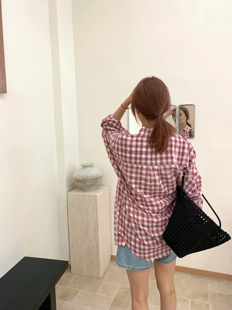 MAO STUFF 格子衬衫女2025夏季新款长袖慵懒风休闲防晒外套上衣潮