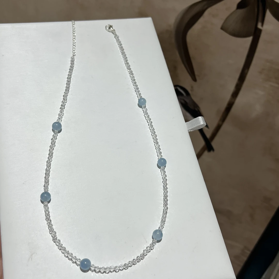 【月月家】CX008天然海蓝宝 原创海蓝宝项链 多样性发其一