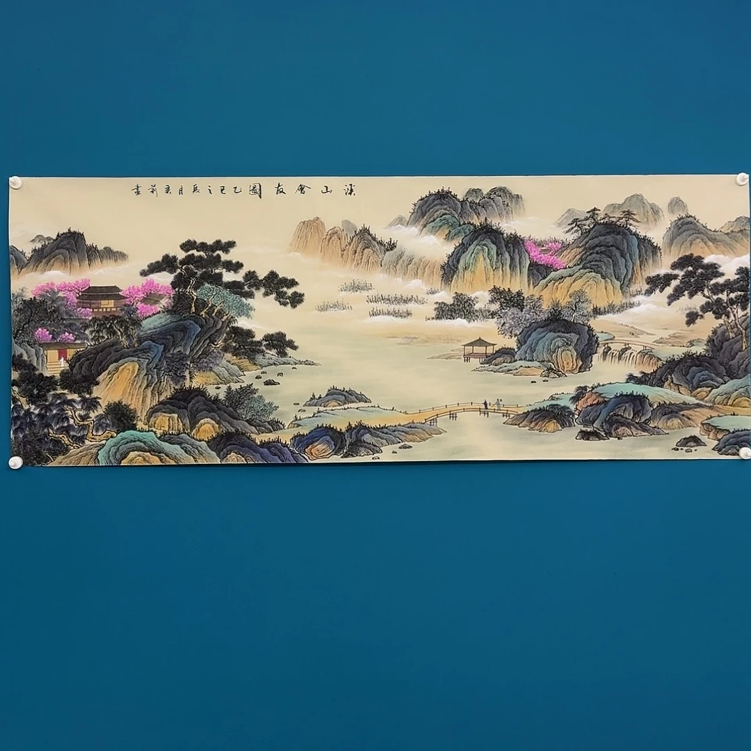 国画溪山会友图仿古作品六尺