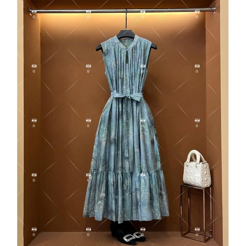 【李娜】夏季新款复古时尚百搭印花无袖连衣裙 H-512