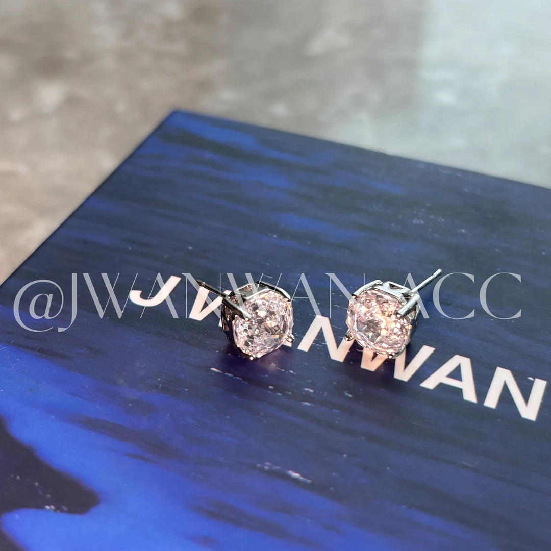 铜合金锆石耳饰 泡沫之约.单钻玫瑰泡泡百搭耳钉