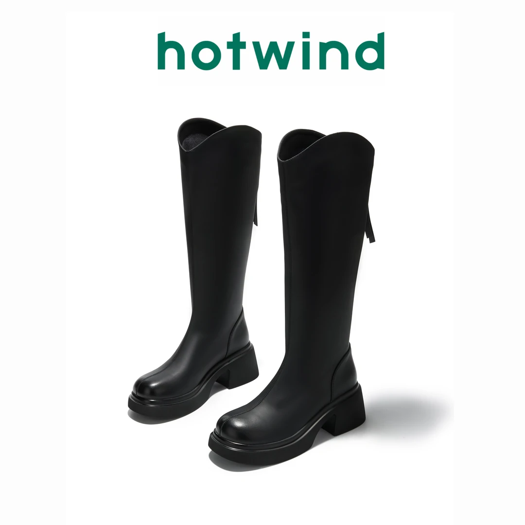 Hotwind/热风2026秋款时尚百搭长靴雅丹风穿搭轻便软底舒适长靴女