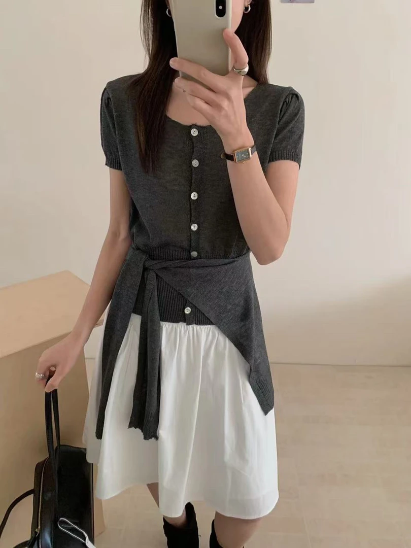 52189 韩系披肩针织两件套