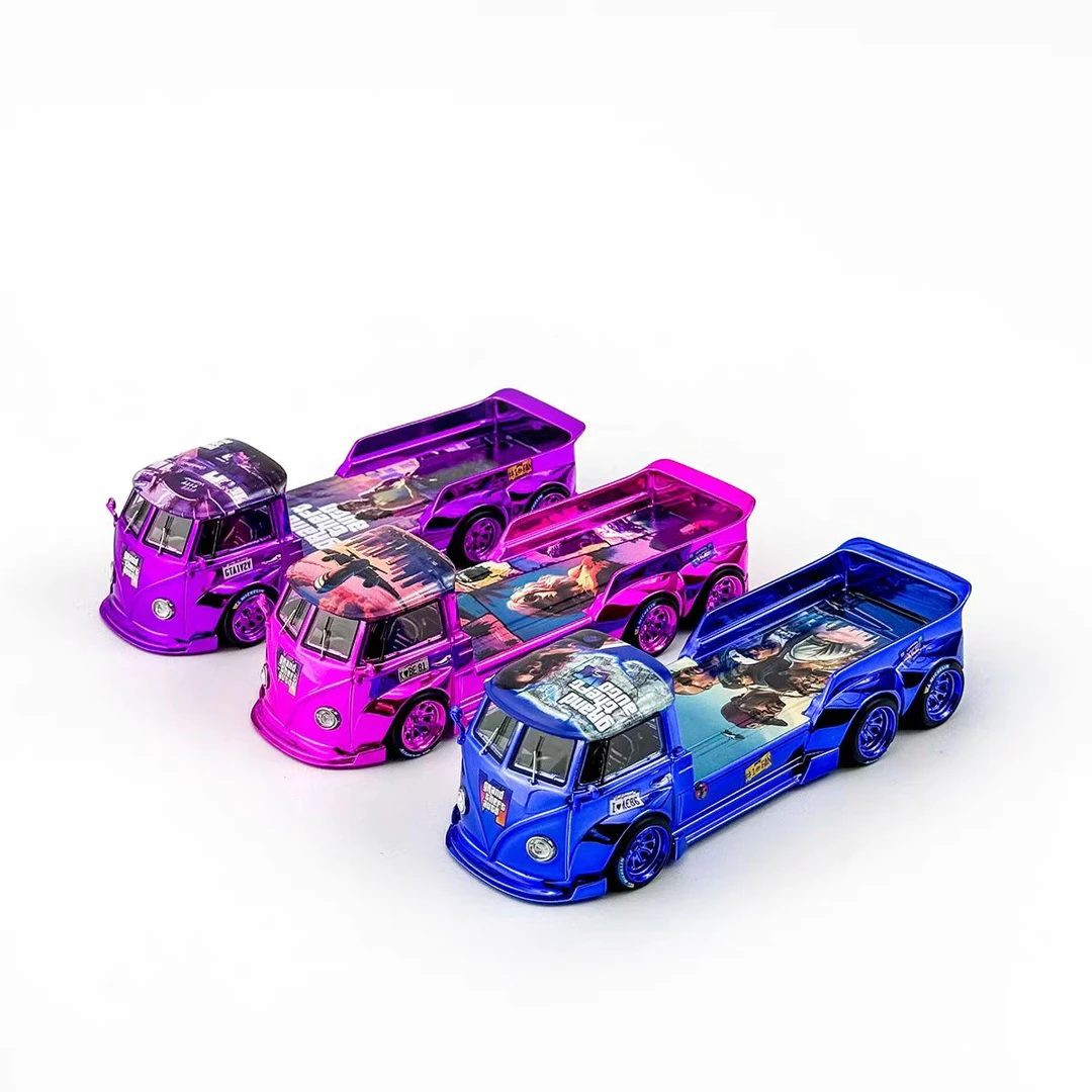 Liberty64 1:64 大众T1 Tow拖车 电镀粉/紫/蓝 GTA涂装