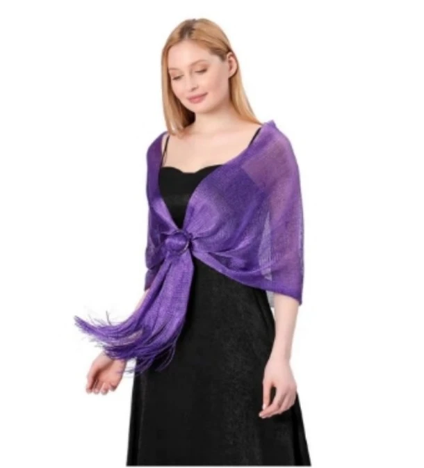 【小弦家】银丝披肩配扣子新娘伴娘团舞会派对晚宴披肩闪光亮丝围巾