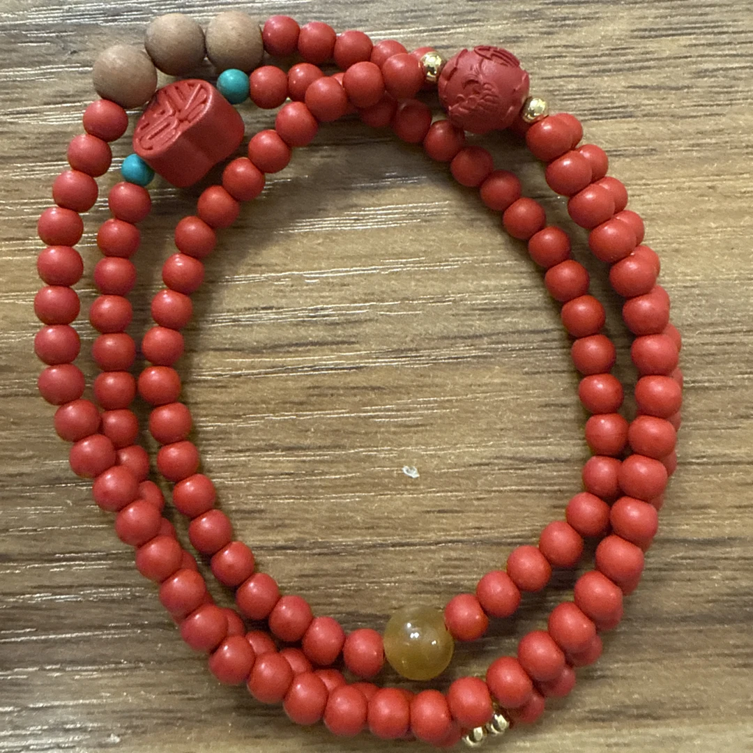 含辰砂工艺品朱砂手串 多圈手串 珠径约4-5mm  【王伟金亿优选】