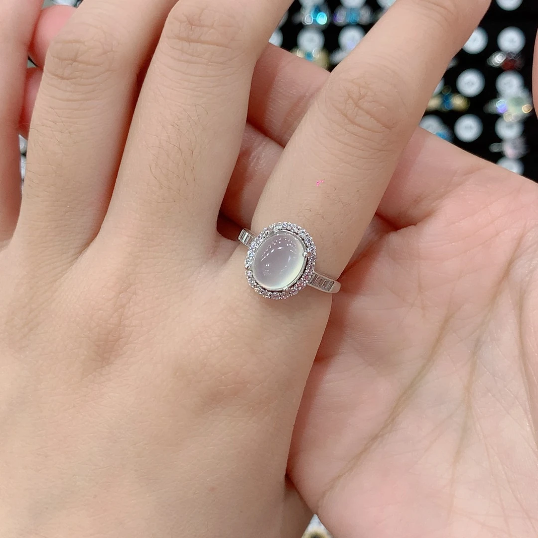 蛇纹石玉银S925镶嵌戒指P**o