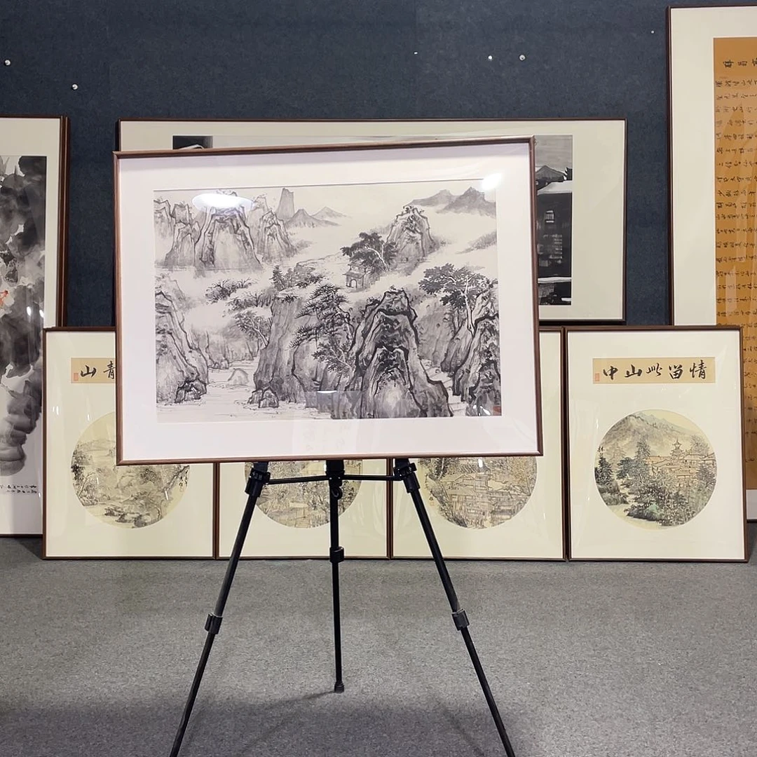 国画手绘画作品带框