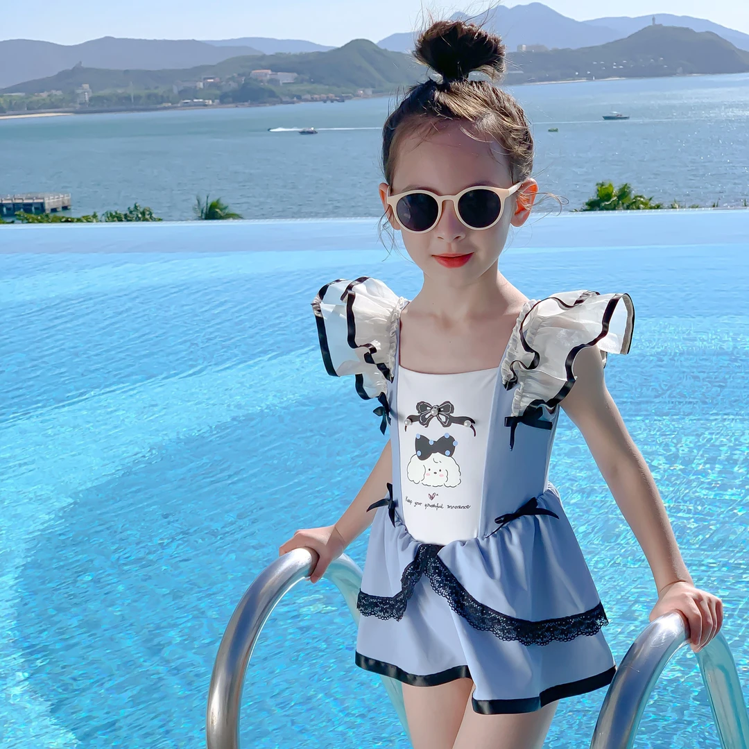 水手宝宝泳衣女童夏季防晒海边泳池防紫外线连体泳衣3748
