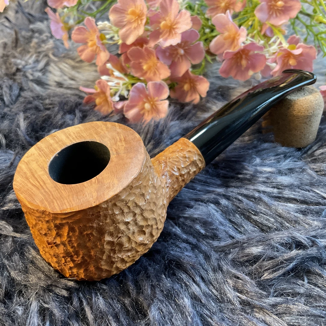 意大利沃尔坎烟斗品牌卡萨诺瓦系列55式原木海盐雕刻微弯款烟斗