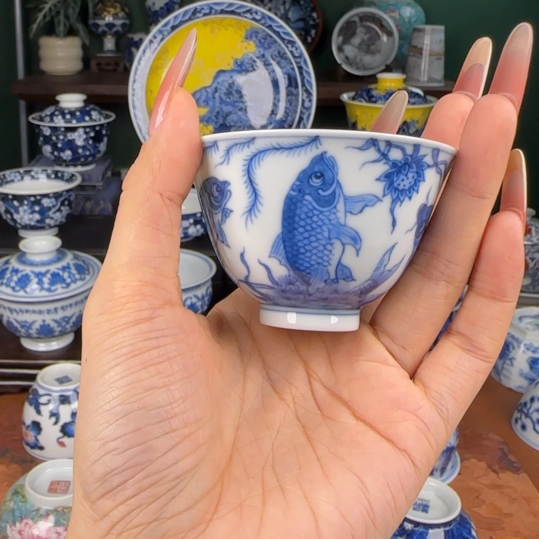 杯望月怀古鱼藻铃铛杯