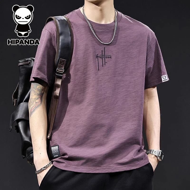 HiPanda你好熊猫纯棉t恤男士夏季薄款美式潮流宽松百搭短袖上衣男