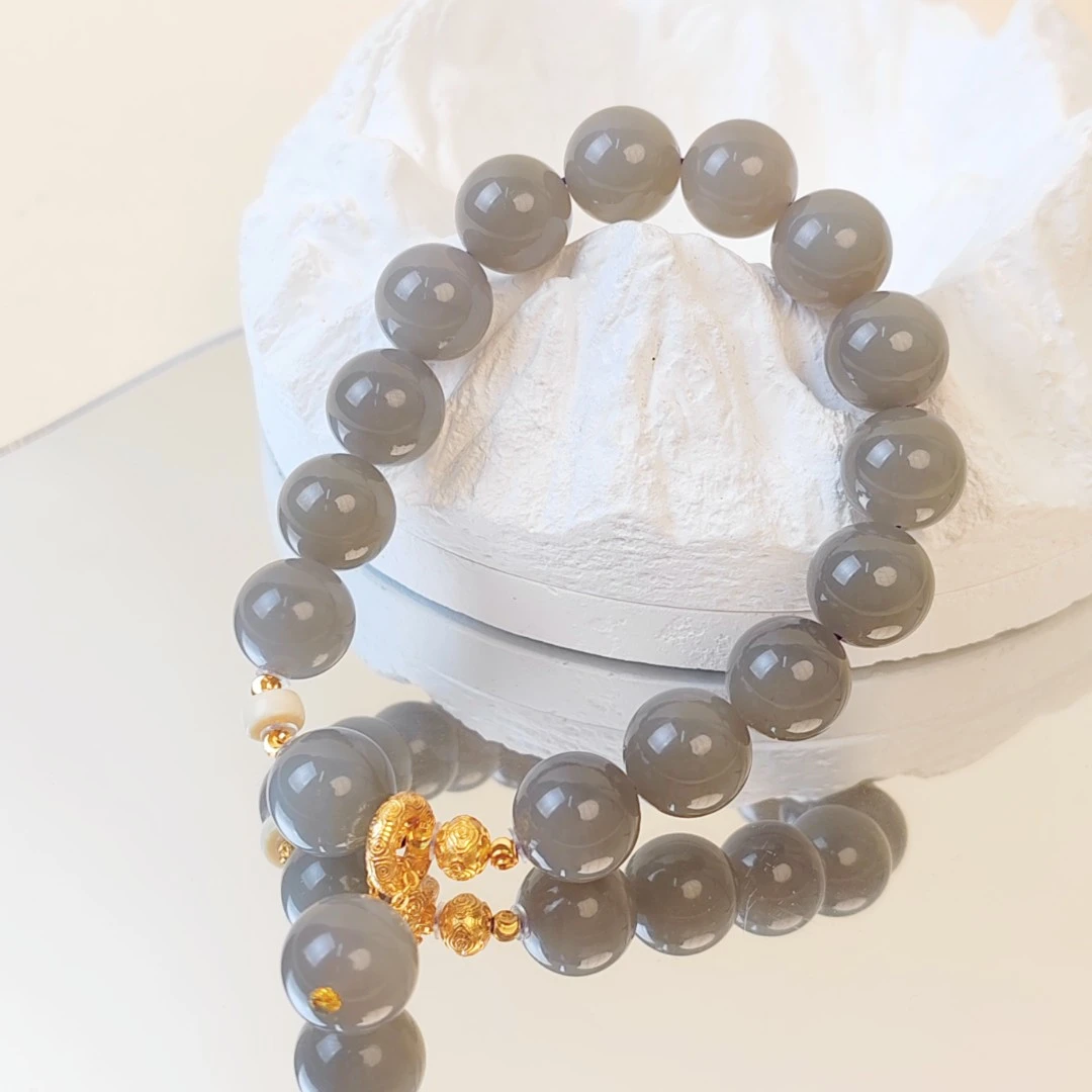 烟紫12mm猛犸片片小墩子手串（多样性发其一）