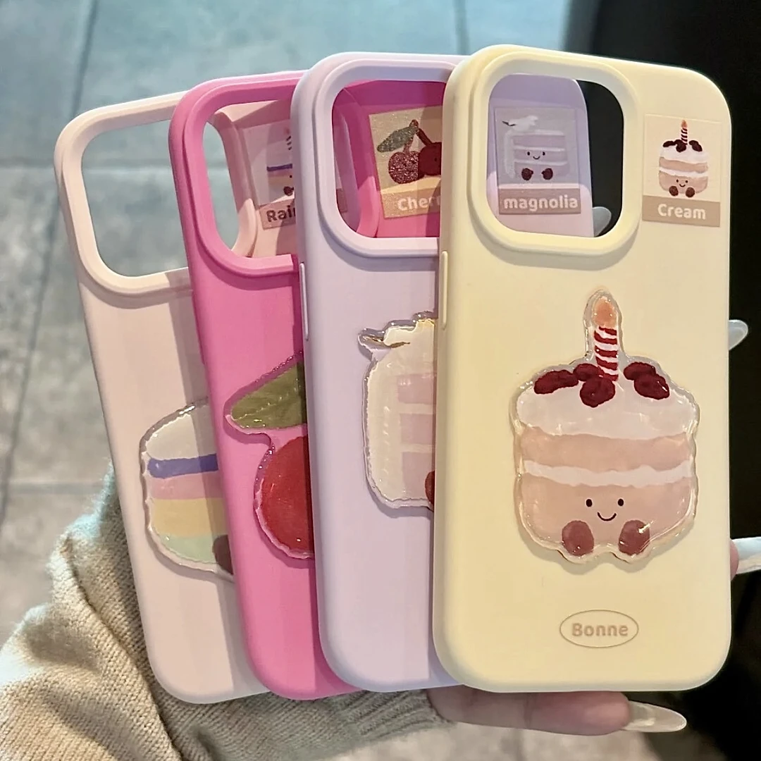 雅天立ins可爱立体甜品蛋糕适用苹果16promax手机壳iPhone15软13